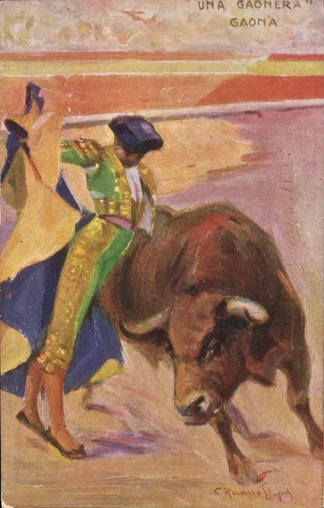 Ein Matador und ein Stier — 'UNA GAONERA' — Verlag Juan Manguard, Serie III - Vorderseite