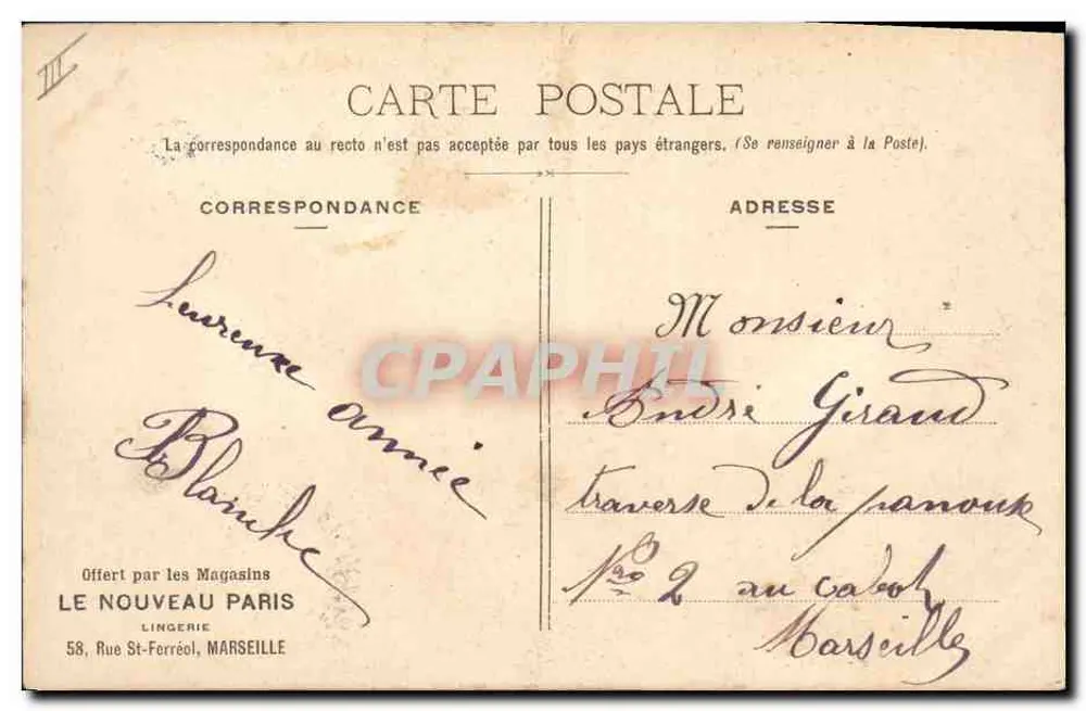 Passe de Muléta — cena de tauromaquia — editor Moullet, Marselha - Verso