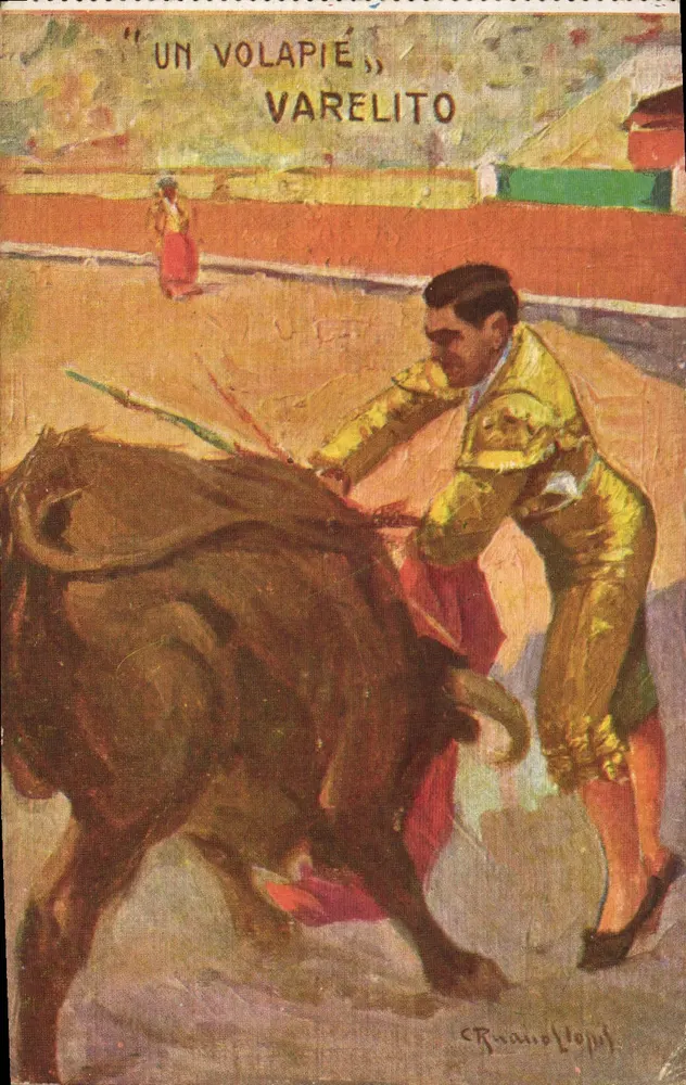 Un Volapié, Varelito — Gemälde von Ramón Llopis — veröffentlicht von Juan Banduro, Barcelona - Vorderseite