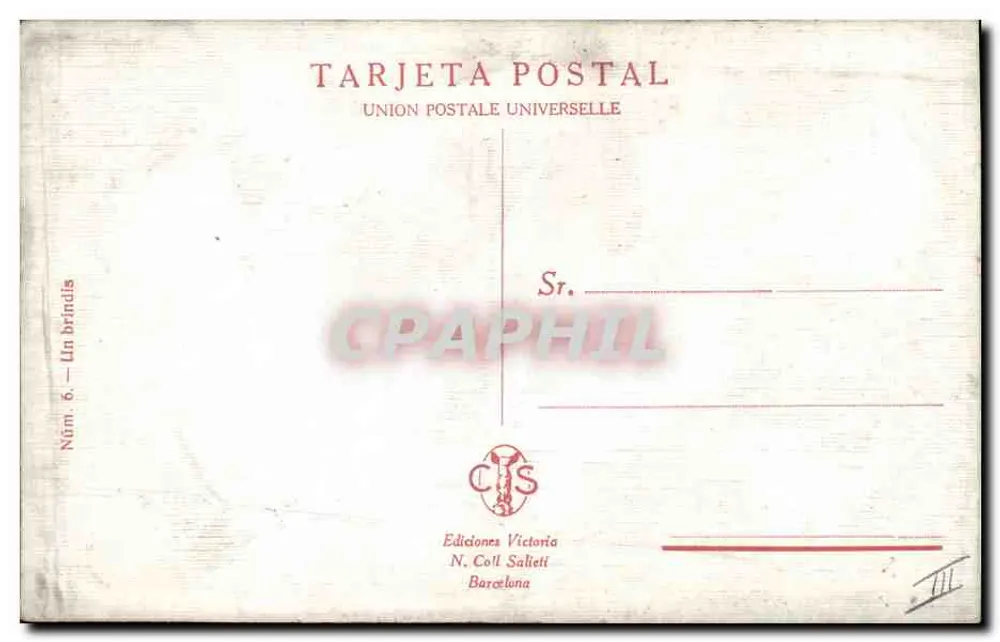 Torero cumprimentando a multidão — Editor N. Coll Salieti, N° 6 - Verso