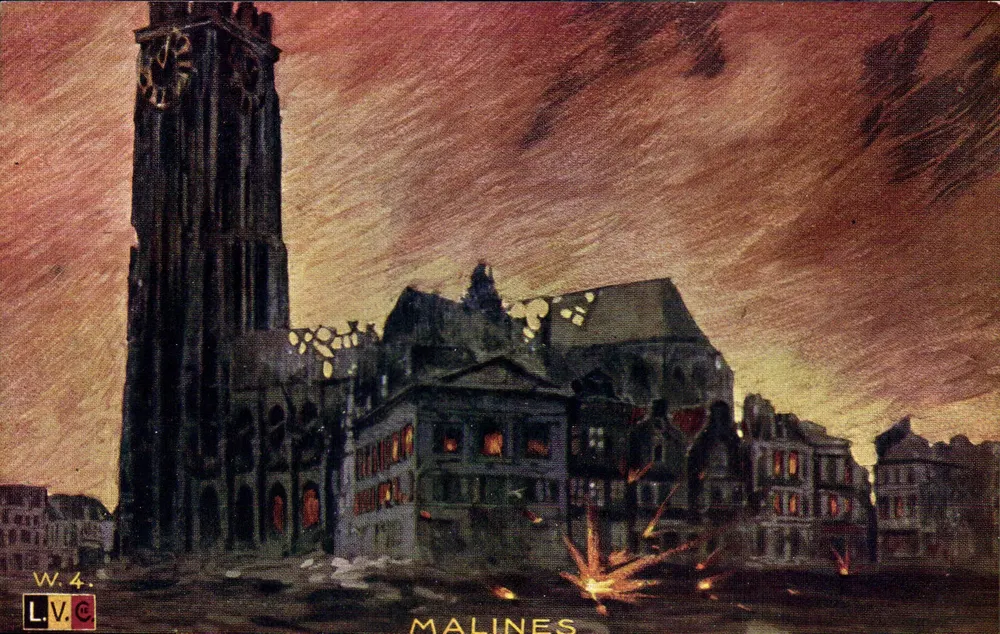 Malines — Vista da cidade após as destruições da guerra — Editor L.V.C. n° W.4 - Frente