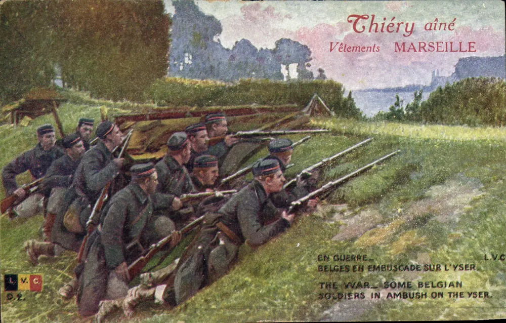 Belgische Soldaten in der Schusslinie am Yser — Thiéry aîné, Marseille - Vorderseite