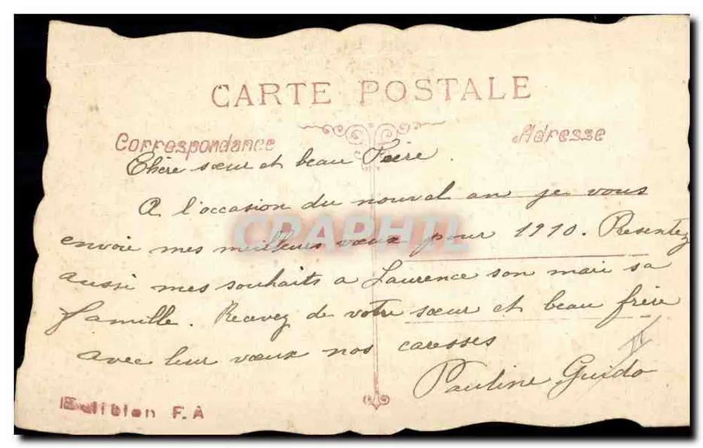 Violetas — Parabéns para o Ano Novo — Edição F.A. - Verso