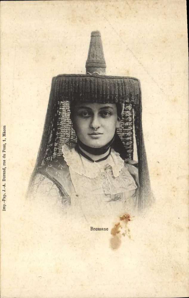 Mulher com traje egípcio — Bressane — J.-A. Durand, impressor, rua do Pont, Mâcon - Frente