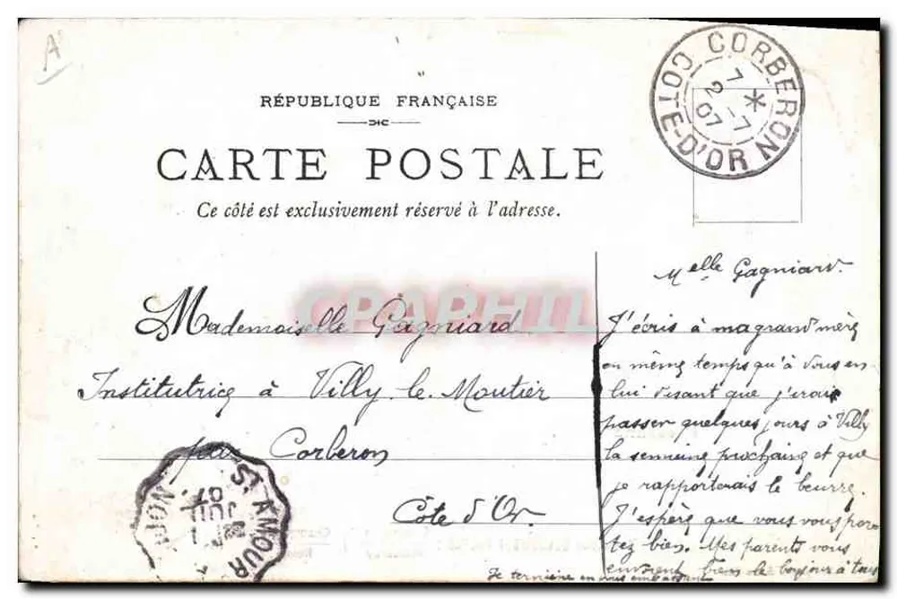 Bressanc — mulher usando um chapéu tradicional — Coleção COLCOMBET FRERES, Borgonha / Champagne, Mercurey / Reims - Verso