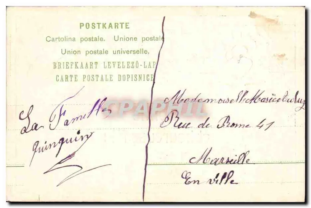 Violeta — Carta de Boas Festas Art Nouveau — Editor não identificado, número de série não visível - Verso