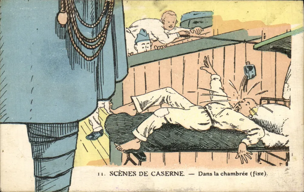 Cenas de caserna — Na camarim (fixo). - Frente