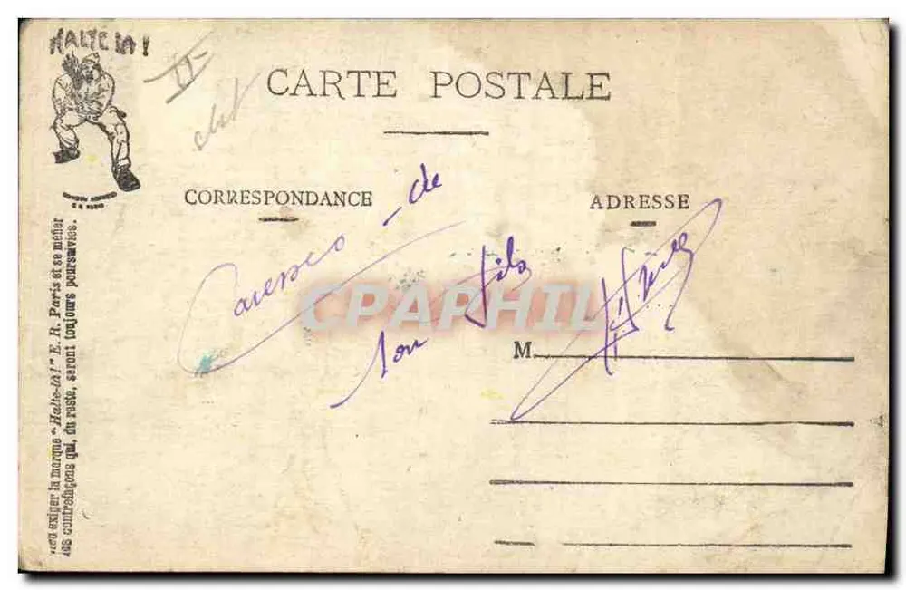 L'INITIATION — Las Alegrías y Sorpresas del principiante — HALTE-LA! E.R. Paris (Modelo depositado) - Reverso