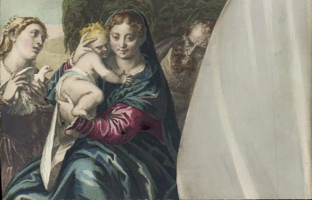 Vierge à l'Enfant — Saint Jean-Baptiste et une sainte — éditeur Croissant, Paris - Recto