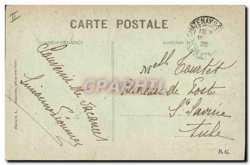 Montigny-Lencoup (S.-et-M.) — Blick auf einen Spaziergang am Zedernbaum — Verlag Chez S. L. Simoxt, Array-S.-et-M. - Rückseite