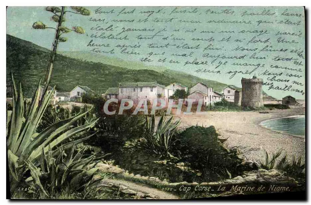 Cap Corse - La Marine de Niame — Bilhete postal antigo n° 3958, editor LV & C° - Frente