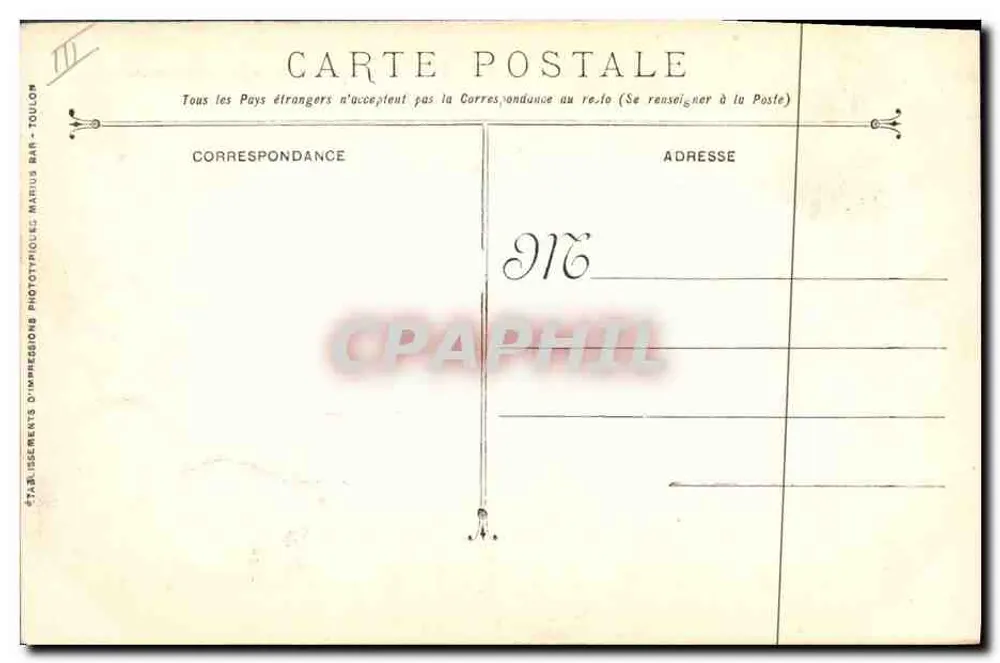 Toulon - Mourillon - Jardin d'Acclimatation — Verlag Paris Imp. Phototypiques, n° 312 - Rückseite