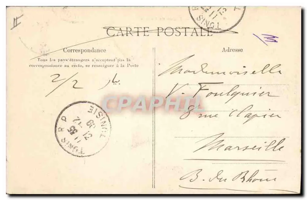 TUNIS — Estudo de Cactos — Héloïse E. La Daboy, Tunis - Verso