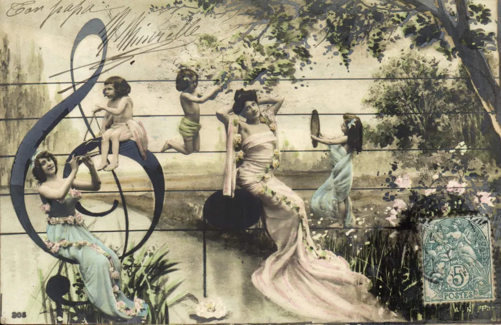 Musik und Natur — Szene mit Figuren — Verlag A. N. Papier, n° 205 - Vorderseite