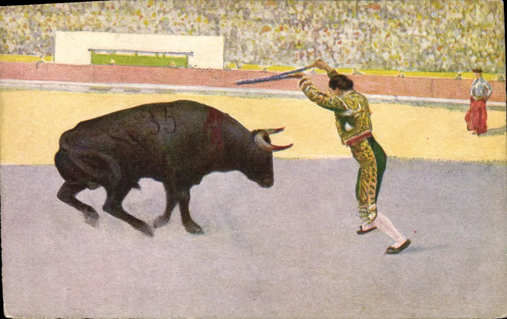 Stier in der Arena — Matador in Aktion — Éditions Victoria N. Coll Solieti, Barcelona, n°4 - Vorderseite