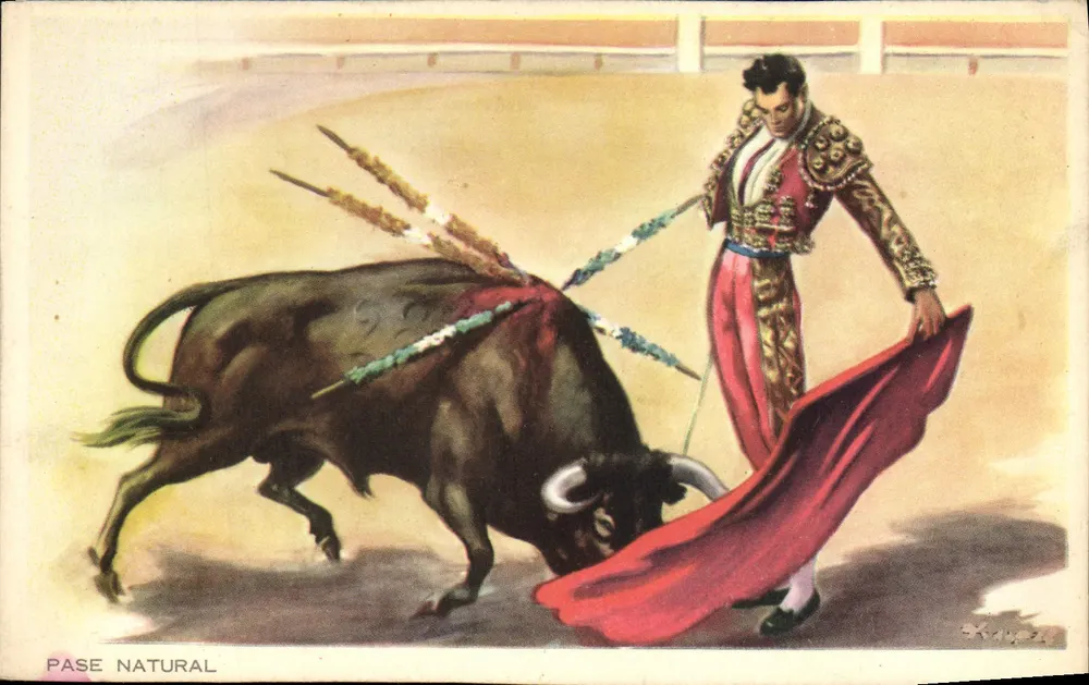 Pase Natural — scène de taureau avec matador — éditeur PASE NATURAL - Frente