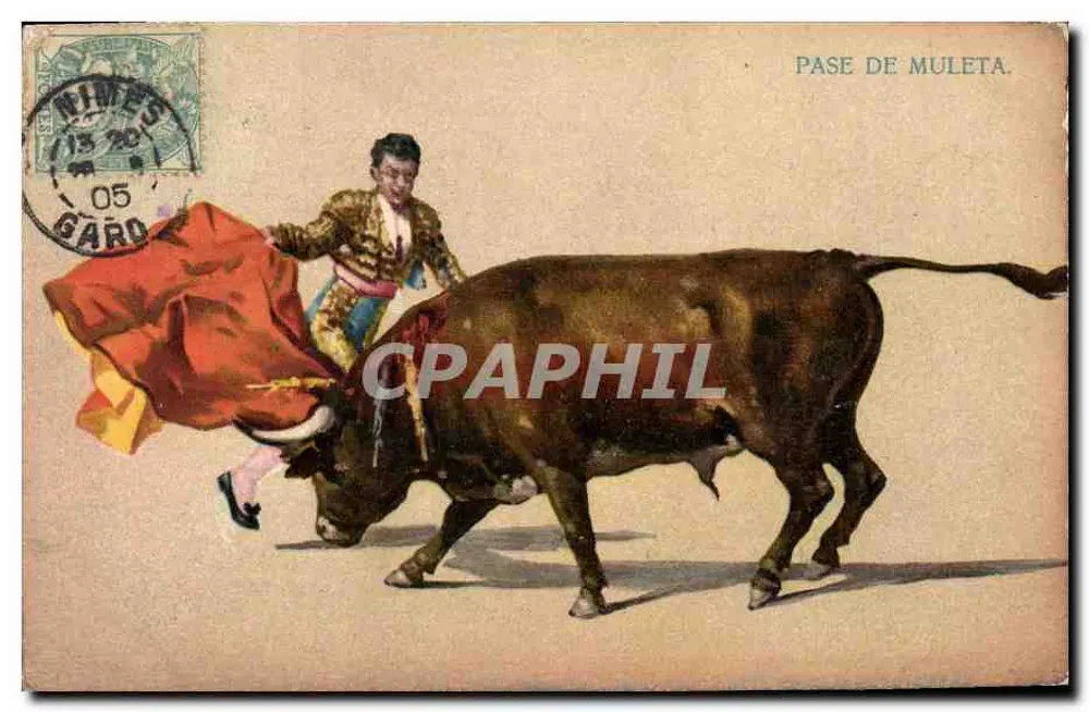 Pase de Muleta — cena de touro — editor N. R. BOTTINELLI, Paris, série 5384 - Frente