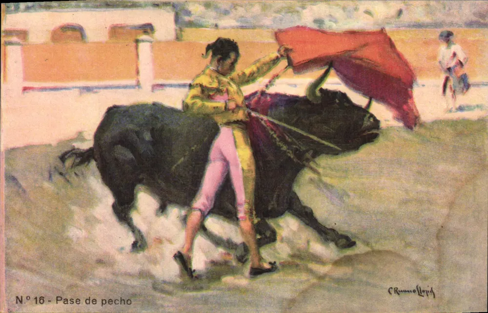 Pase de pecho — cena de tauromaquia — C. Ramon Llopis, N° 16 - Frente
