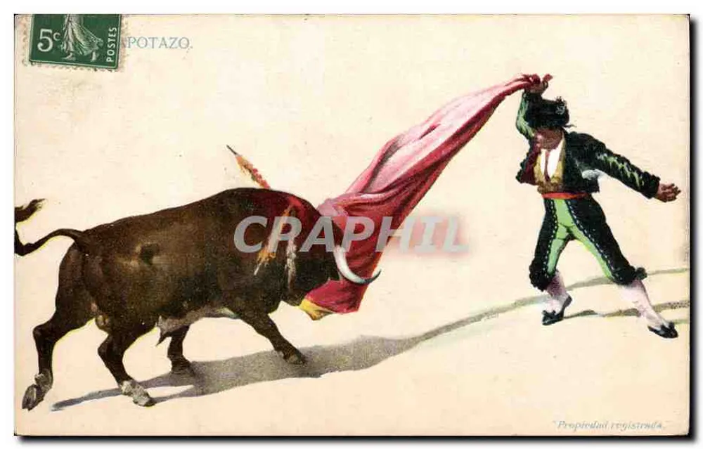 Torero e touro — cena de corrida — editor N.° Editor Paris série 1905 - Frente