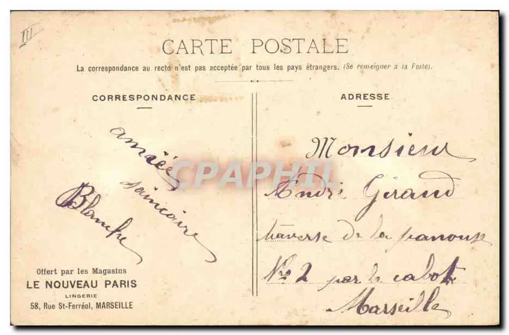 Banderillen-Position auf dem Stuhl — Moullet - Marseille — Nachahmung verboten - Rückseite