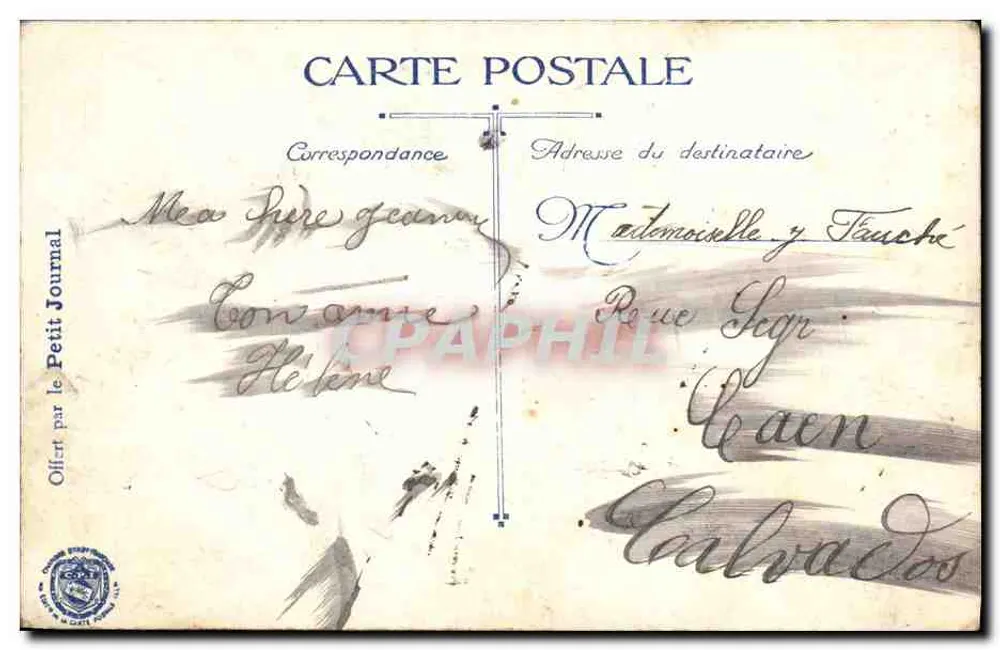 Drei französische Generale — Castelnau, Joffre, Pau — in Uniform, mit Landschaftsbild — L.V.C. n° F4 - Rückseite