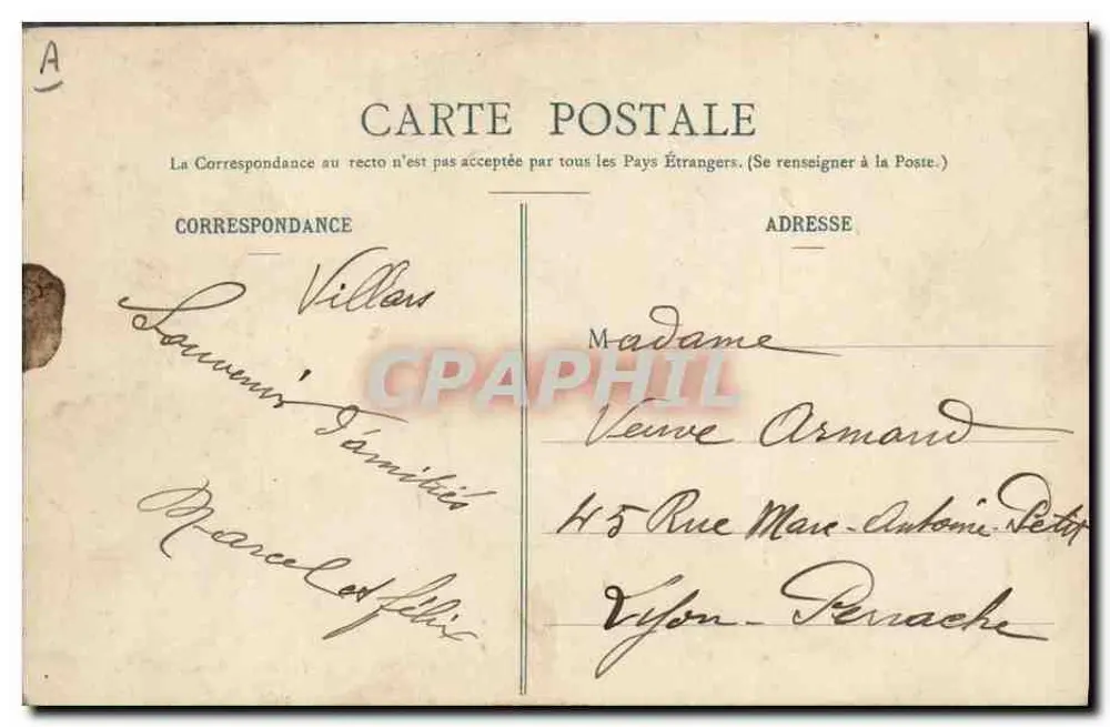 Alte Bresse-Kleidung — Der Heiratsantrag — Verleger B. Ferrand, 41 Rue Centrale, Bourg (Ain) - Rückseite