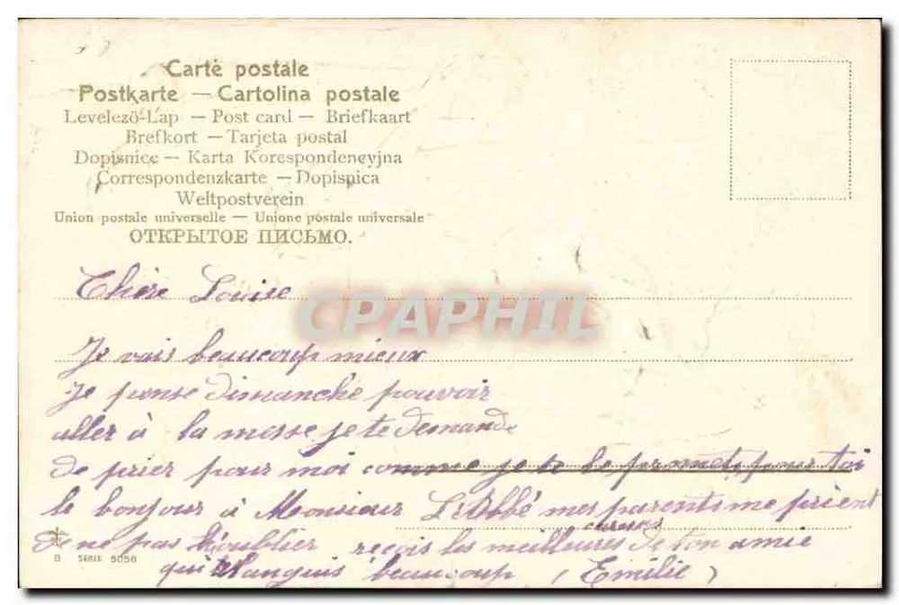 Fille avec mouton — Pâques — Carte postale série 5050 - Verso