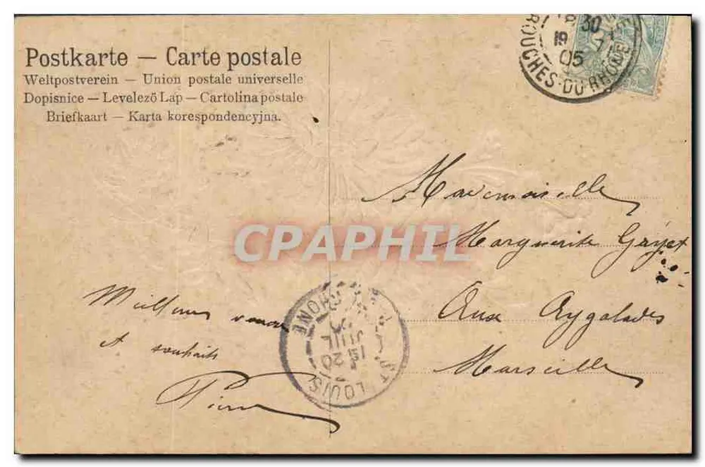 Flores azuis — Bom Dia — União Postal Universal - Verso