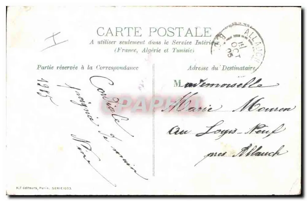 Buquê de rosas — A carta postal mantém a amizade — K.F. editores, Paris, SÉRIE 1023 - Verso