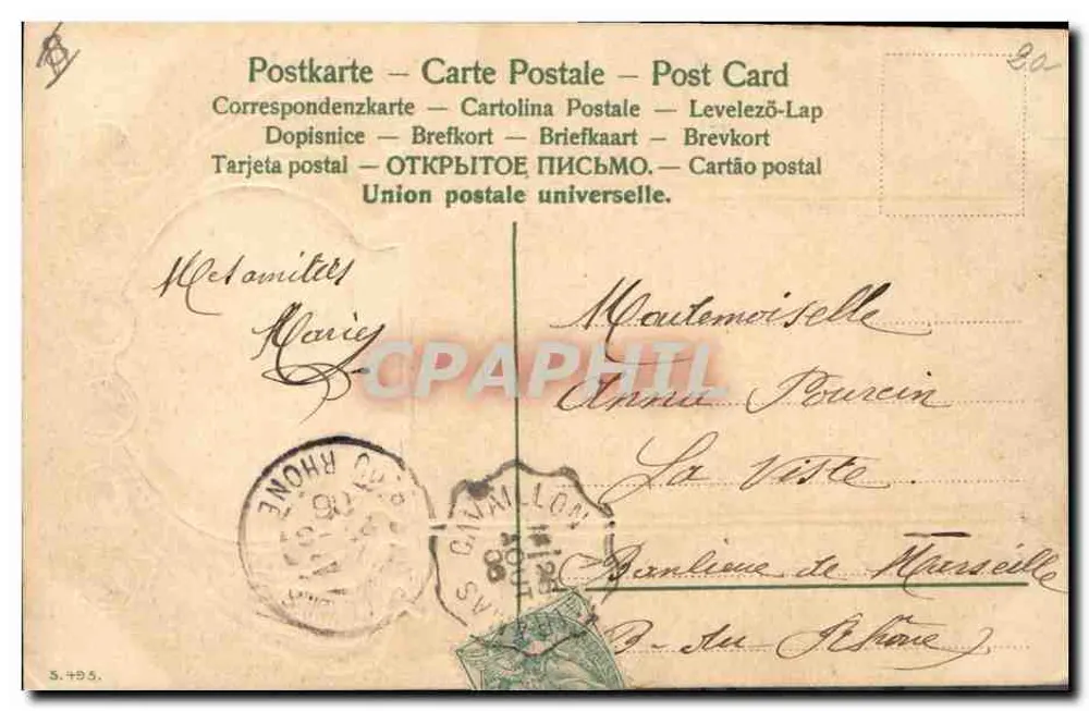 Porträt einer Frau — Art Nouveau — Marie Blanche - Rückseite