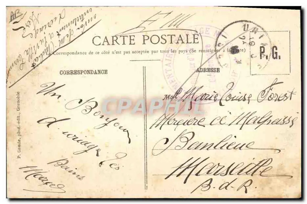 URIAGE-LES-BAINS — O Tênis — P. Gaude, fot.-edit., Grenoble, n° 649 - Verso