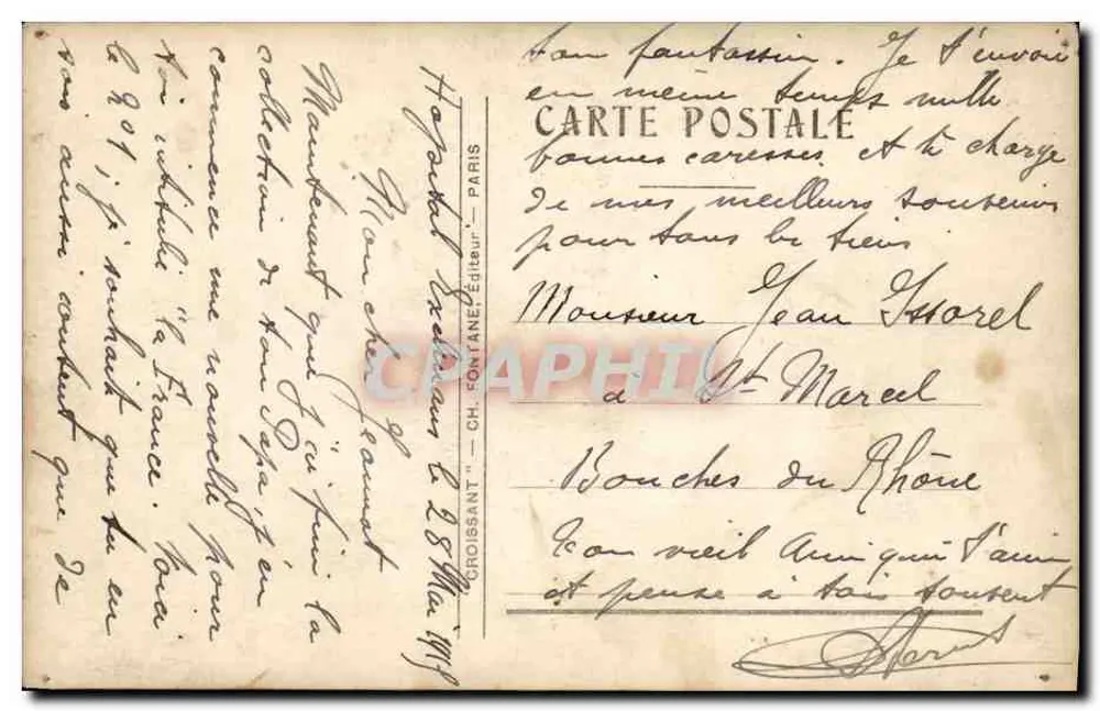 A. Fallières — portrait avec ballons dirigeables et pied géant — éditeur CROISSANT n°3739 - Verso