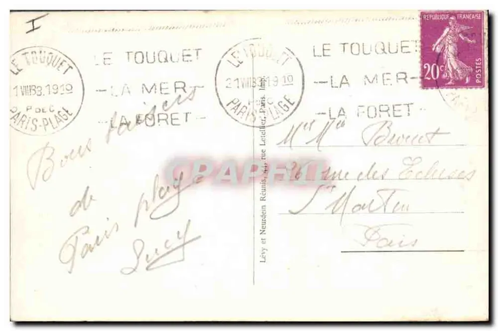 Le Touquet-Paris-Plage — Forêt de charmes — Cl. Pecceu, n° 359 - Verso