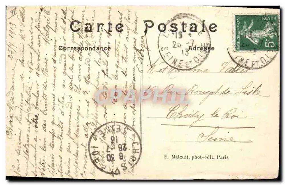 Chaville — O carvalho da Yierge — E. Malcuit, fot-edição. Paris, n° 967 - Verso