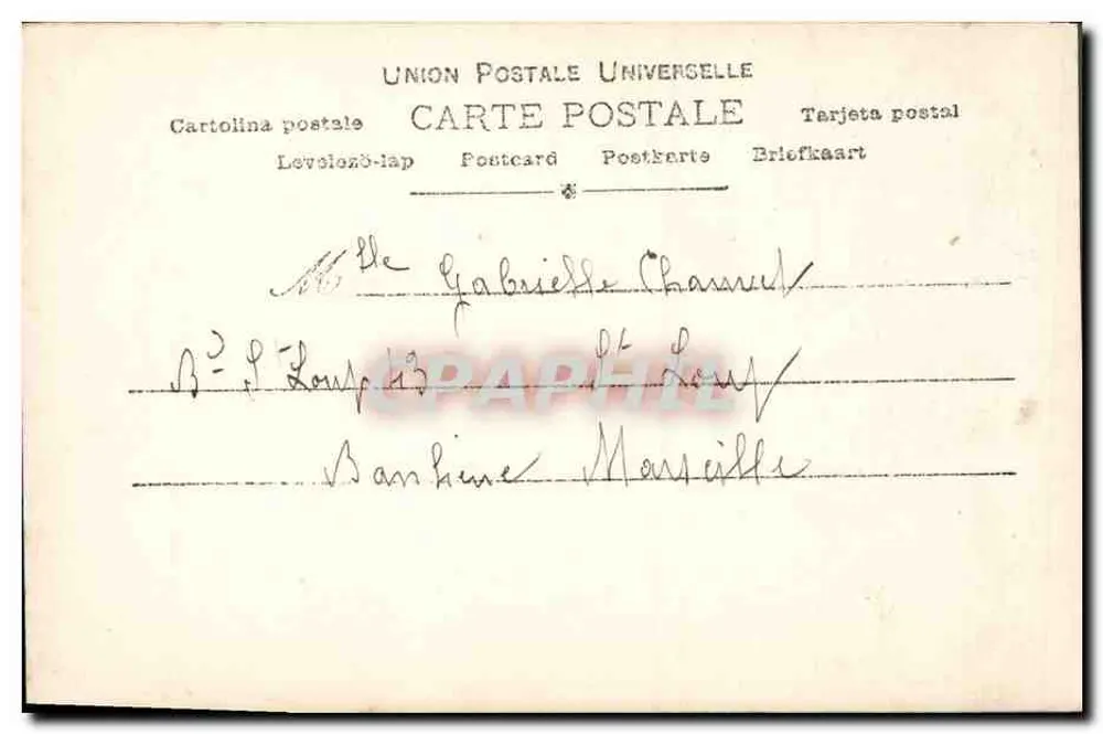 Frau in einem Lilakleid — floraler Dekor und Ornamente — Reutlinger Paris n° 937/3 - Rückseite