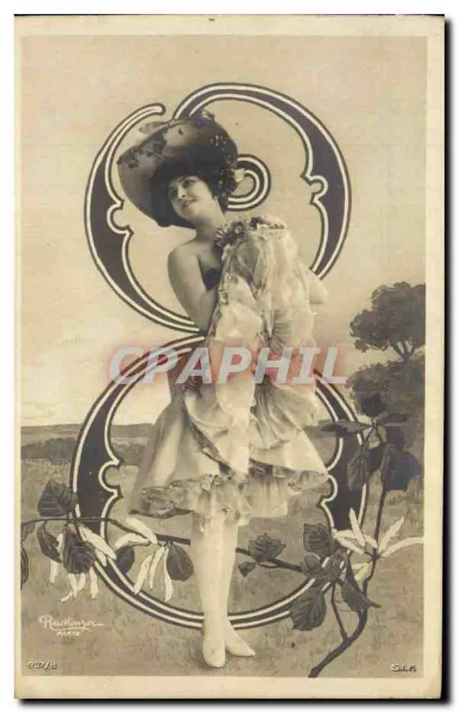 Frau in Kleid und Hut — Art Nouveau-Design — Reichinger, Paris, Nr. 1078 - Vorderseite