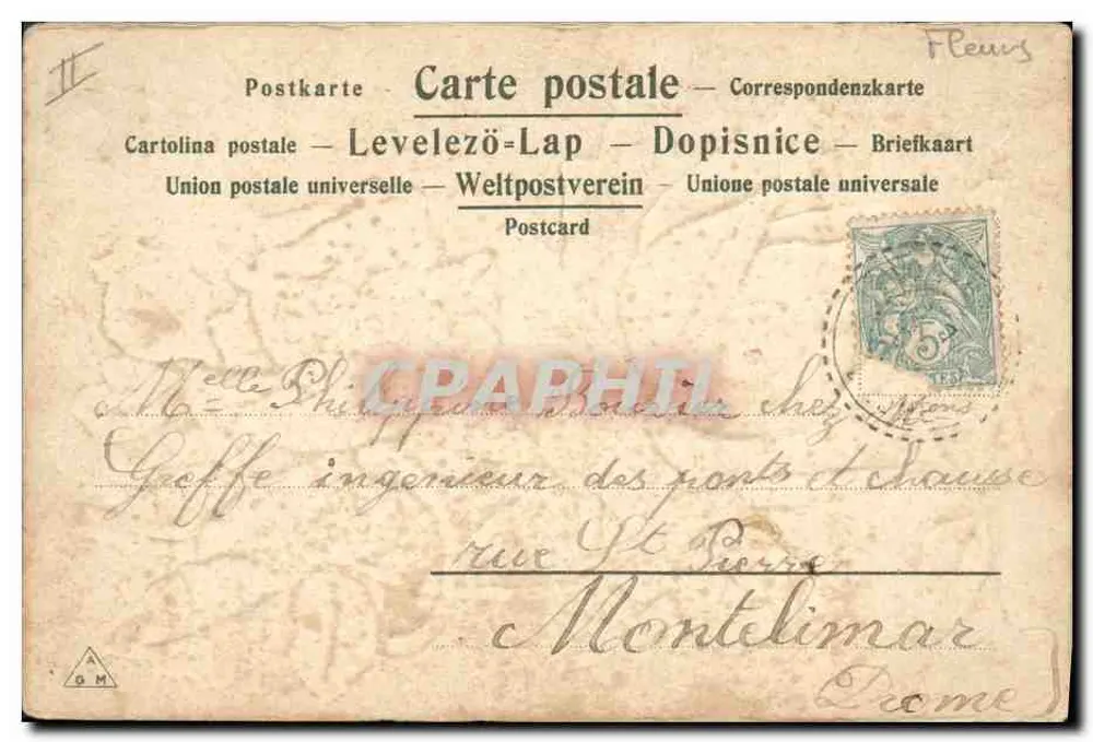 Róże — ilustracja akwarelowa — wydawca C. Bourgogne, nr II - Rewers