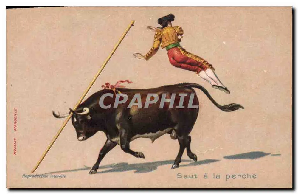 Saut à la perche — espectáculo de touro — editor Marillot, Marselha - Frente