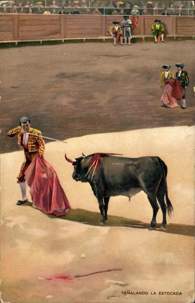 Torero e touro — cena de corrida — Stengel & Co. n° 75 - Frente