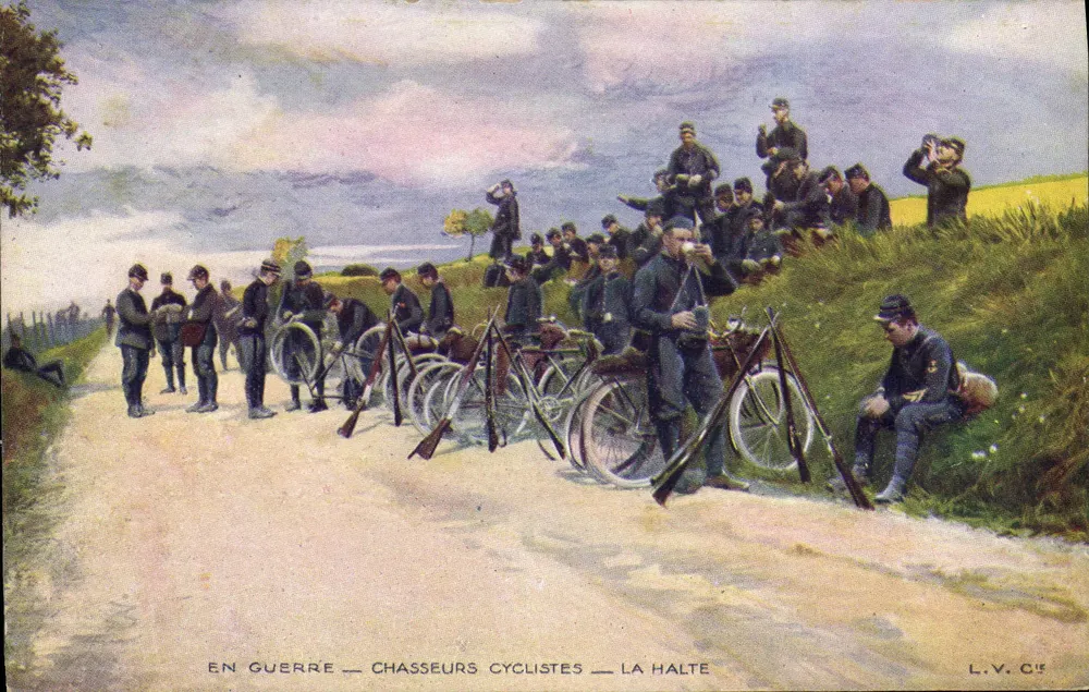 Im Krieg — Radfahrer-Späher — Die Pause — L.V. C.5 - Vorderseite