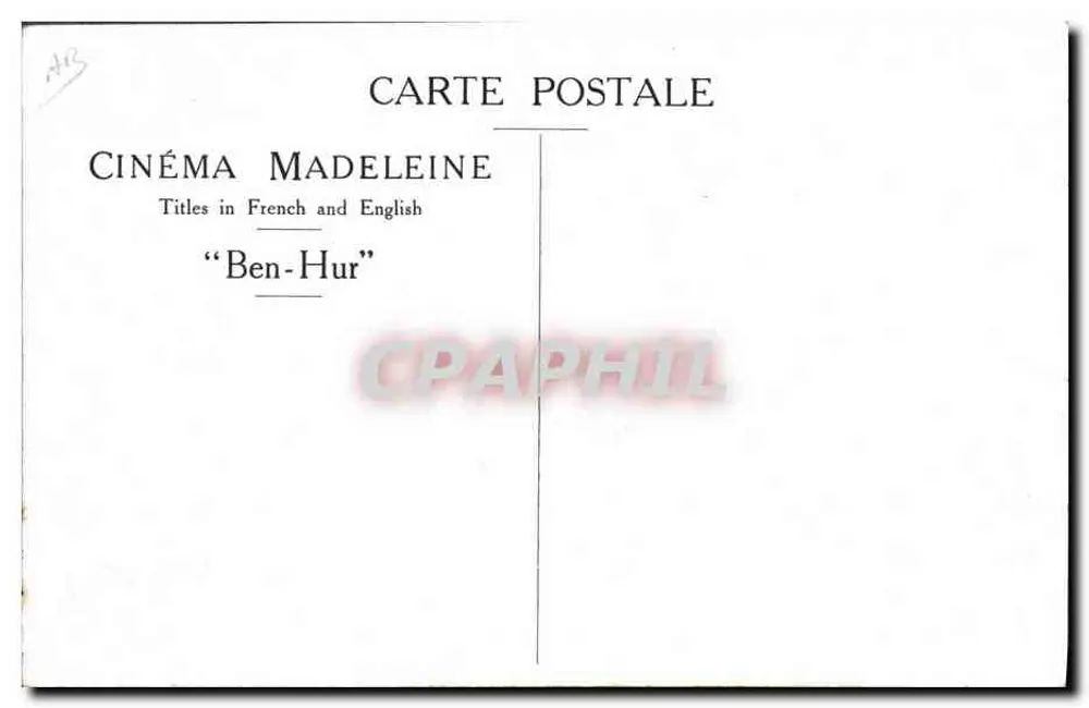 Römische Flotte in "Ben-Hur" — Kino Madeleine, Titel auf Französisch und Englisch - Rückseite