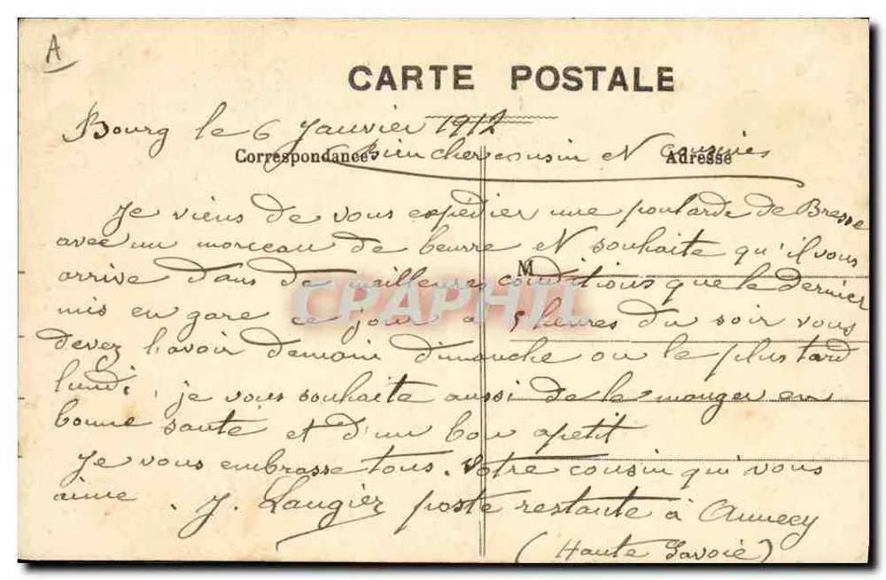 Alte Kleidung aus der Bresse — Einladung zum Tanzen — B. Ferrand, Verlag, 41 Rue Centrale, Bourg (Ain) - Rückseite