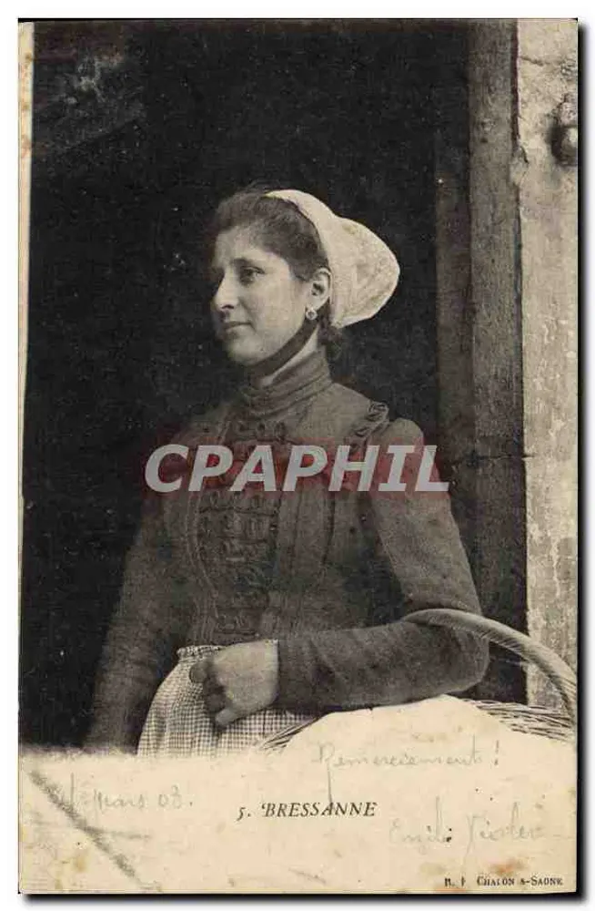 Mulher com coifa em Bressanne — Editor: Chalon-sur-Saône, n°5 - Frente
