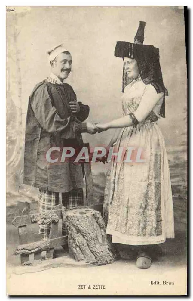 Zet & Zette — Casal em traje tradicional — Edit. Brun - Frente