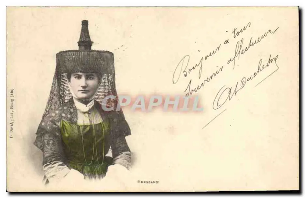 Mulher com traje tradicional — Bressanne — D. Laval, jhst, Bourg (446) - Frente