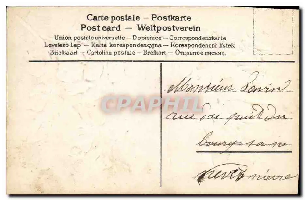 Pássaro e rosa — Sua lembrança me alegra muito — União Postal Universal - Verso