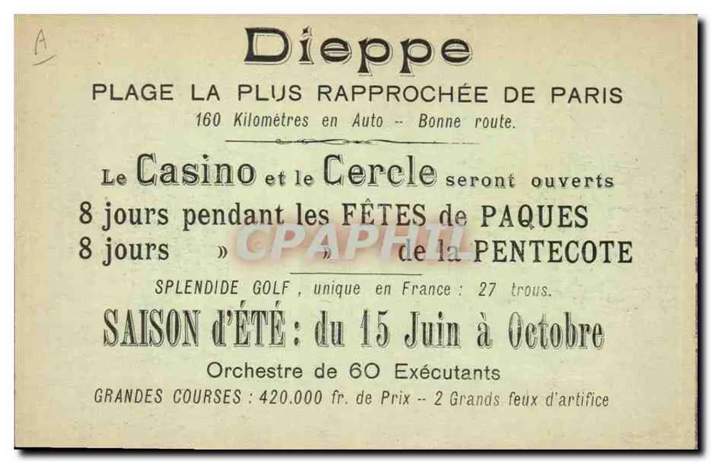 Dieppe — Das Casino — Der Tennisplatz — Verlag A. Betteloup — Dieppe - Rückseite
