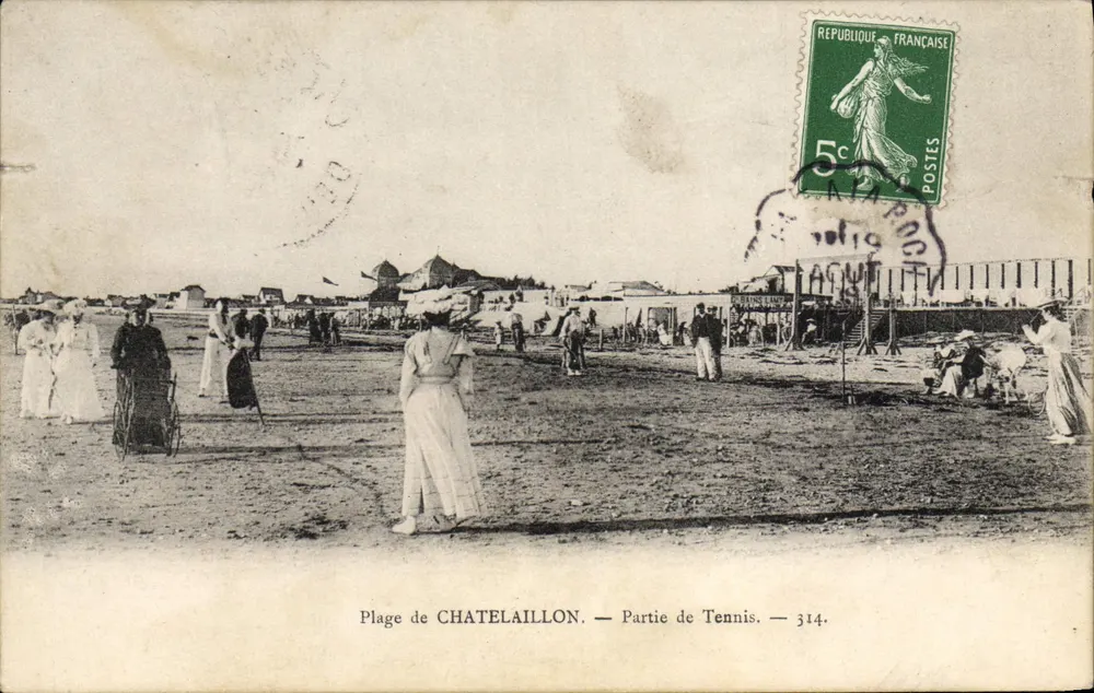 Plage de CHATELAILLON — Partie de Tennis — éditeur inconnu, n° 314 - Frente