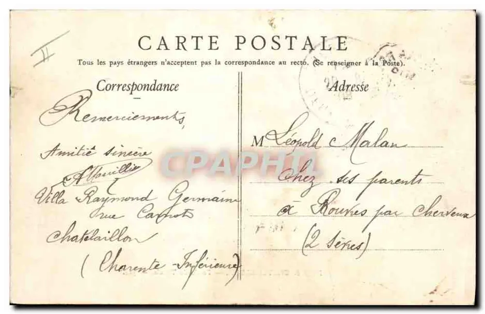 Plage de CHATELAILLON — Partie de Tennis — éditeur inconnu, n° 314 - Verso