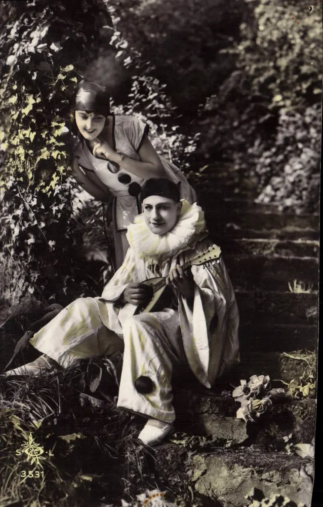 Joueur de mandoline et femme — scène en extérieur — éditeur S. L. n° 3531 - Frente